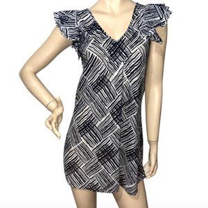 Banana Republic Tropical Floral Ruffle Shift Dress